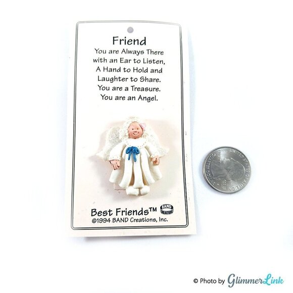 🌻Vintage 1994 Angel "Friend" Pin by Band Creations - Picture 1 of 6